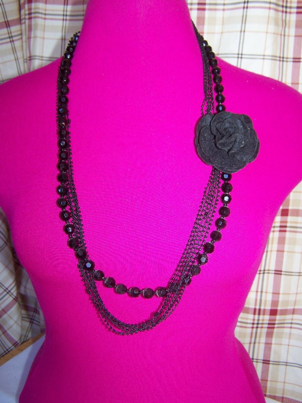 Multi-strand Necklace with Removable Rose Pin